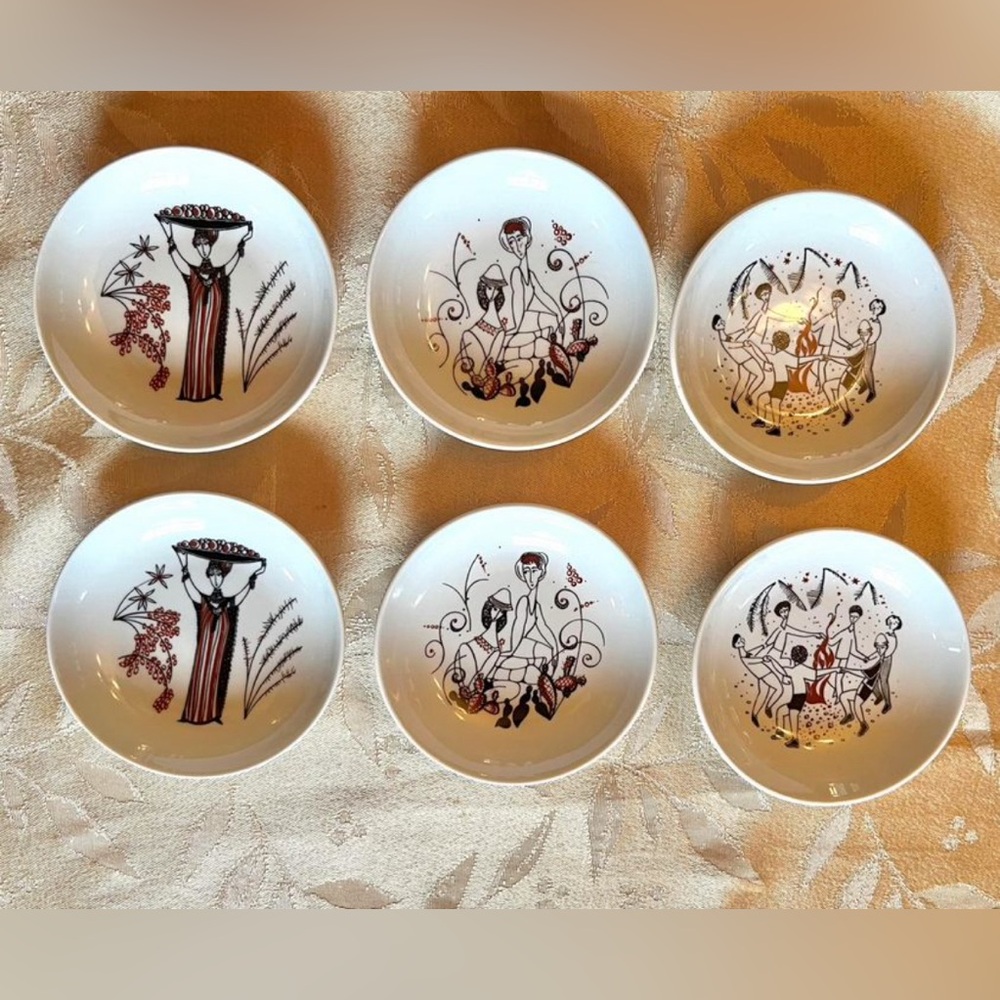 Set of 6 small MCM dishes